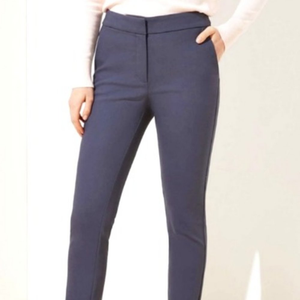 Women's Loft Julie Navy Blue-Grey Mid-Rise Pant Size 12